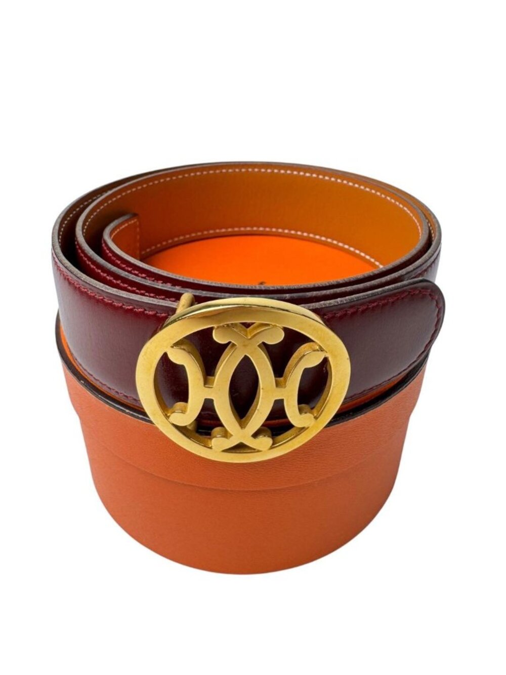 Hermes Double H Circle Logo Reversible Belt Vintage